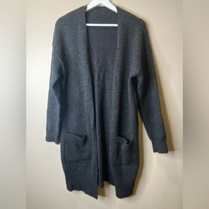 Medium grey fuzzy knit like cardigan